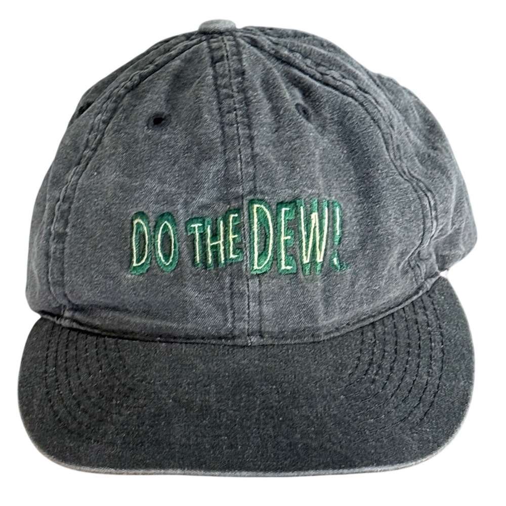 Do The Dew Mountain Dew Vtg Snapback Hat Distressed Advertising Gray Otto Cap‎